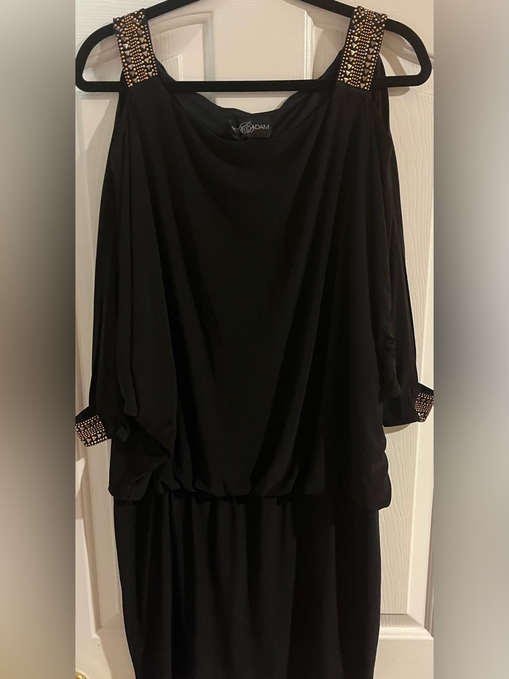 Adam Black Long Sleeve Dress with Gold Studded Straps